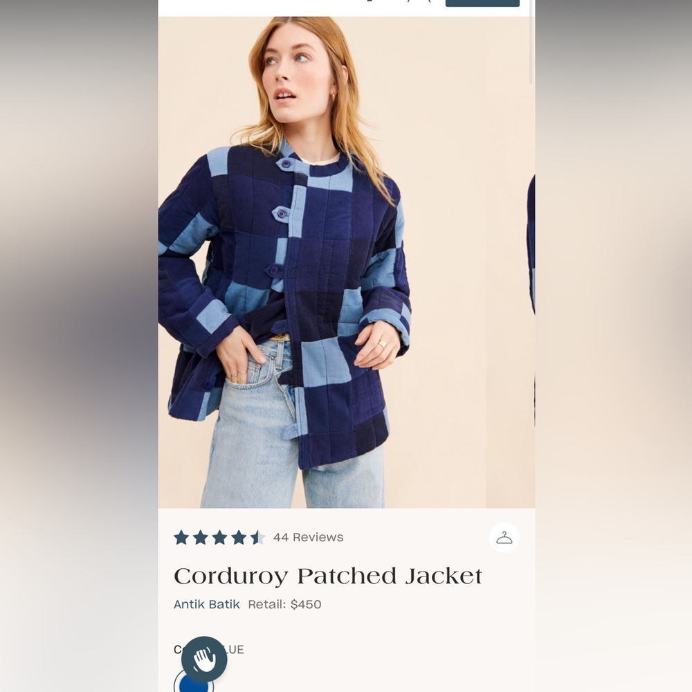 Antik Batik Navy and Light Gray Checkered Jacket